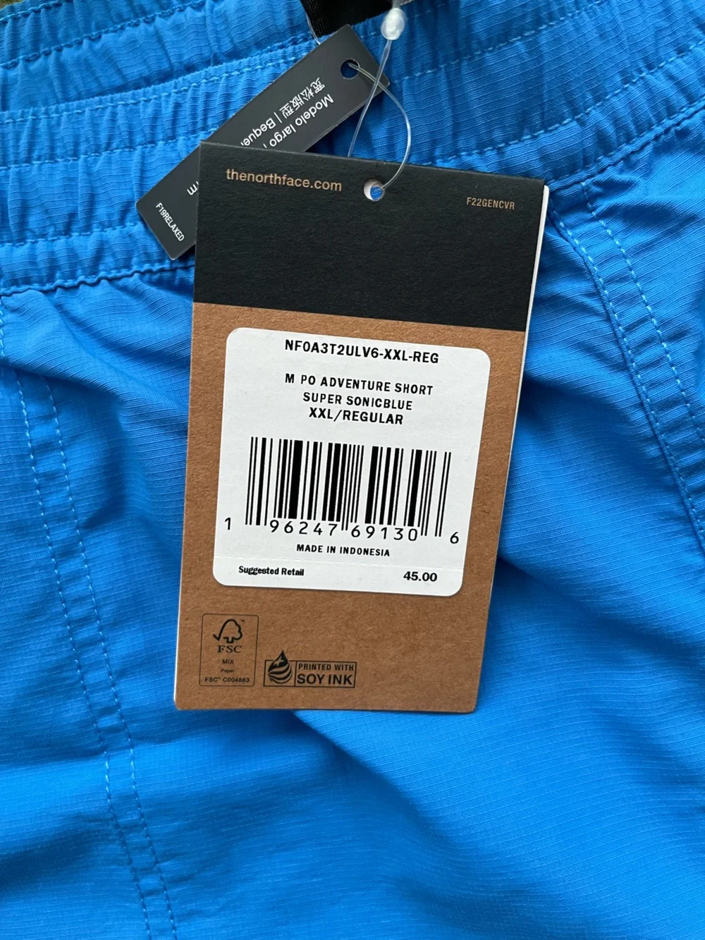NWT The North Face Blue and Yellow Activewear Shorts and Swim Trunks Size XXL